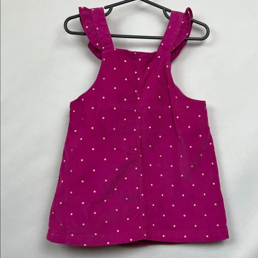 Carter’s Fuchsia Pink polka dot cotton corduroy jumper dress size 24 months Pit